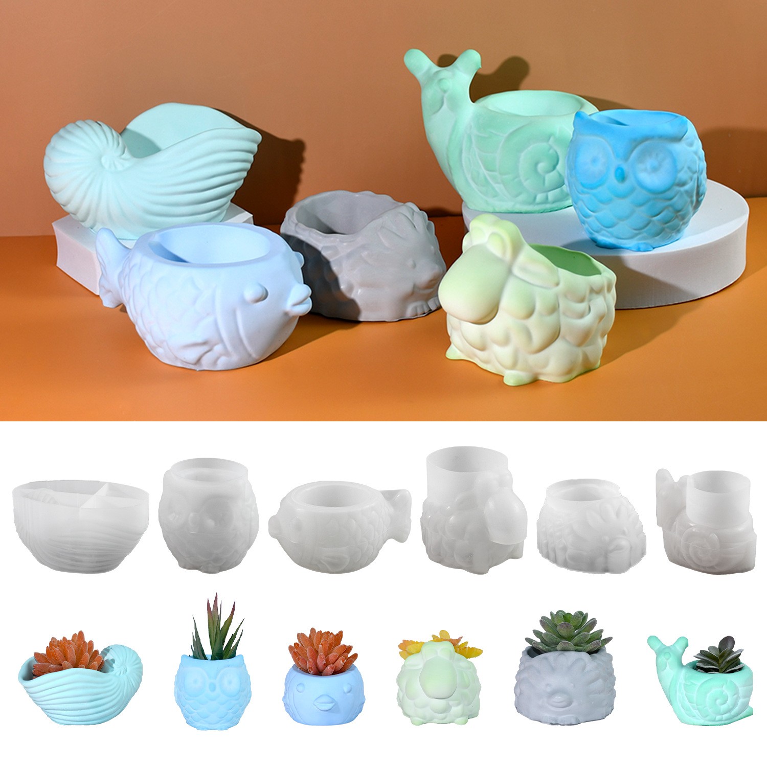 3D Printing Epoxy Resin - 3D 동물 꽃 냄비 실리콘 금형