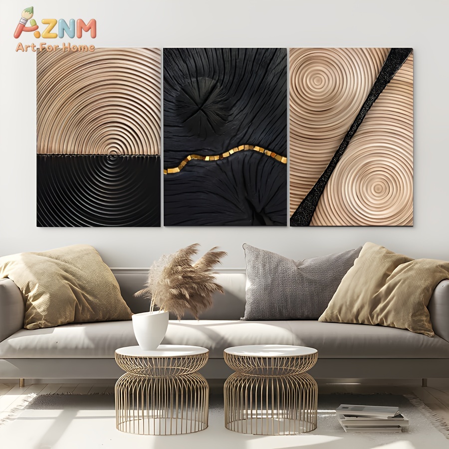 3D Printing Wall - AZNM 와비사비 추상 나무결 나무고리 금색