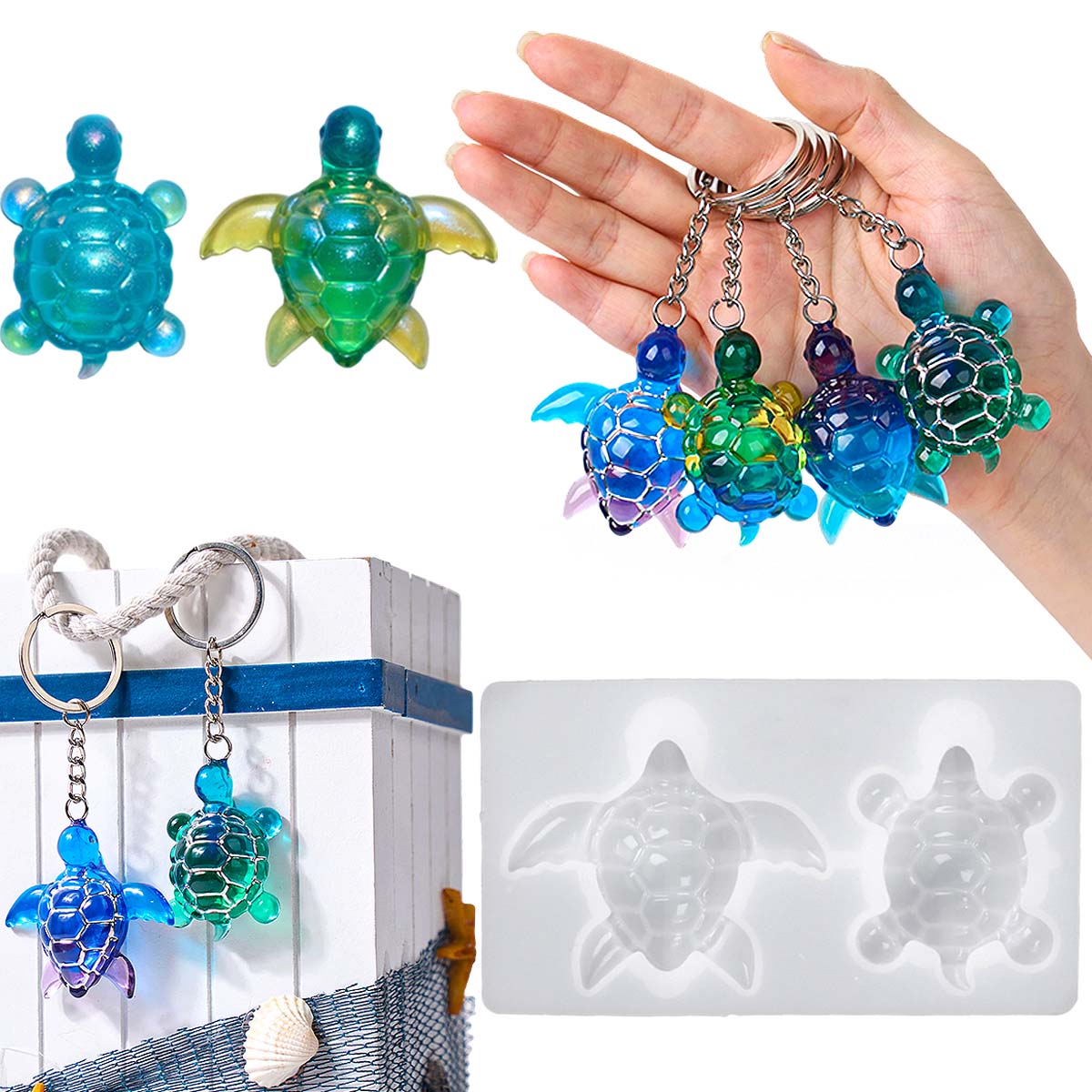 3D Printing Epoxy Resin - 3D 바다거북 열쇠고리 실리콘 몰드 DIY