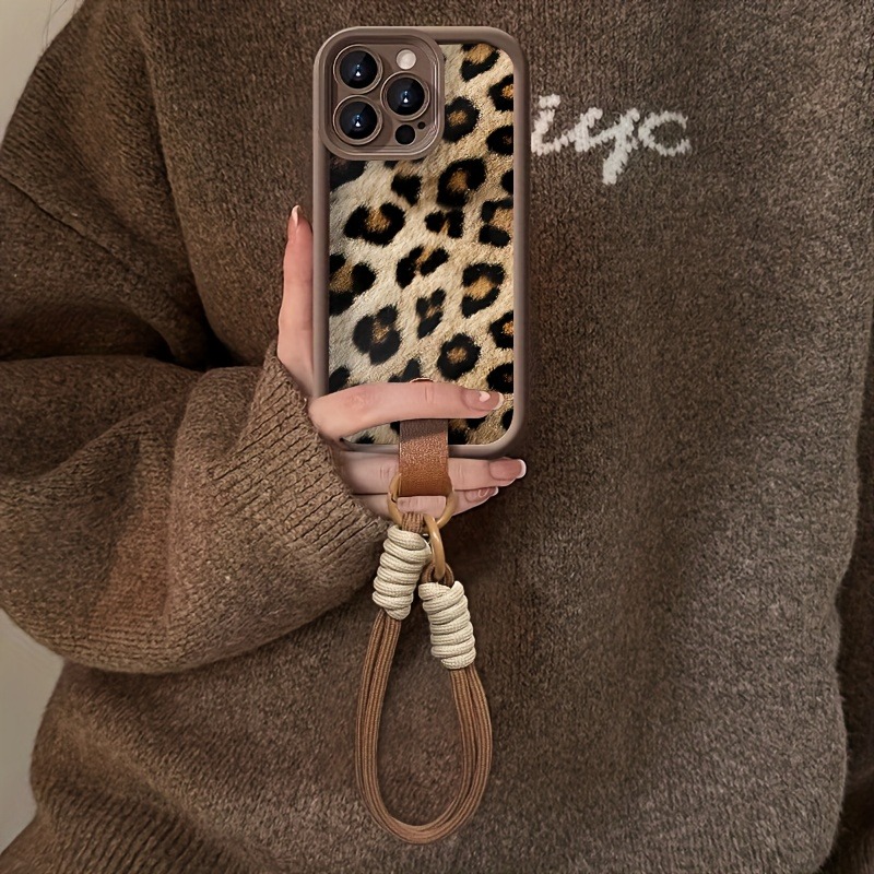 갈색 텍스처 레오파드 프린트 랜야드 스트랩 로프 폰 케 - 3D Printing Iphone 리뷰 및 가격