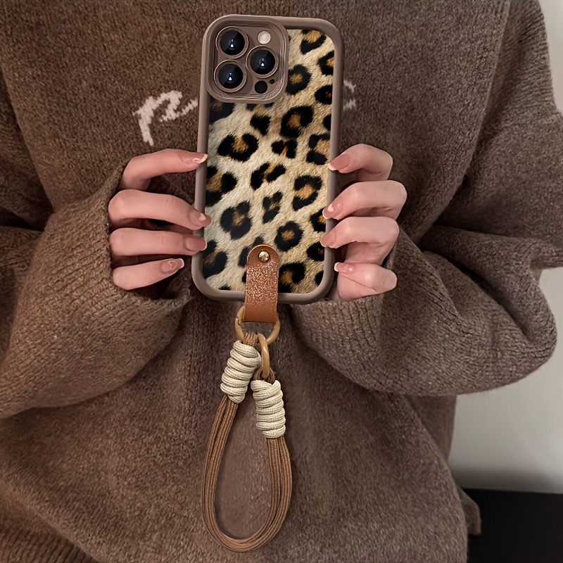 갈색 텍스처 레오파드 프린트 랜야드 스트랩 로프 폰 케 - 3D Printing Iphone 리뷰 및 가격