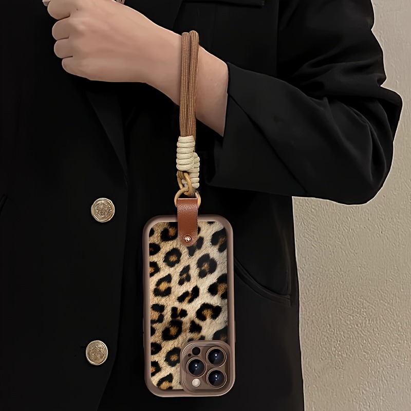 갈색 텍스처 레오파드 프린트 랜야드 스트랩 로프 폰 케 - 3D Printing Iphone 리뷰 및 가격