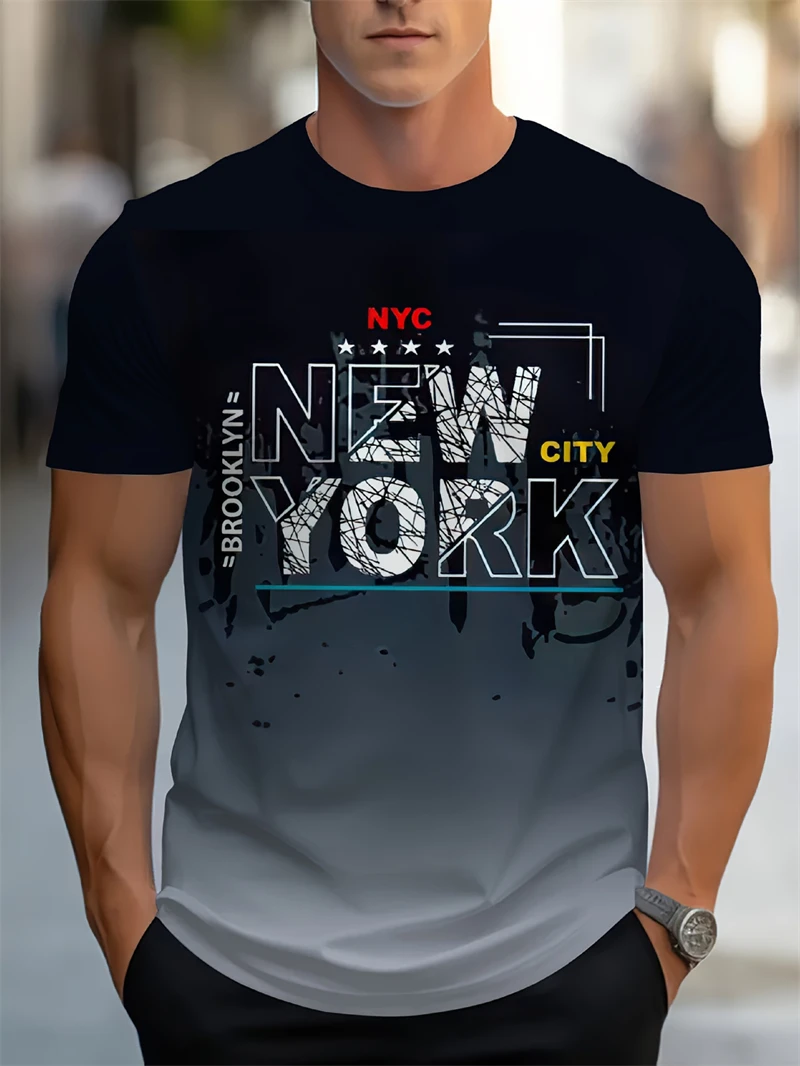 패션 남성용 뉴욕시 NYC 프린트 티셔츠 크루넥 반팔  - 3D Printing York 리뷰 및 가격