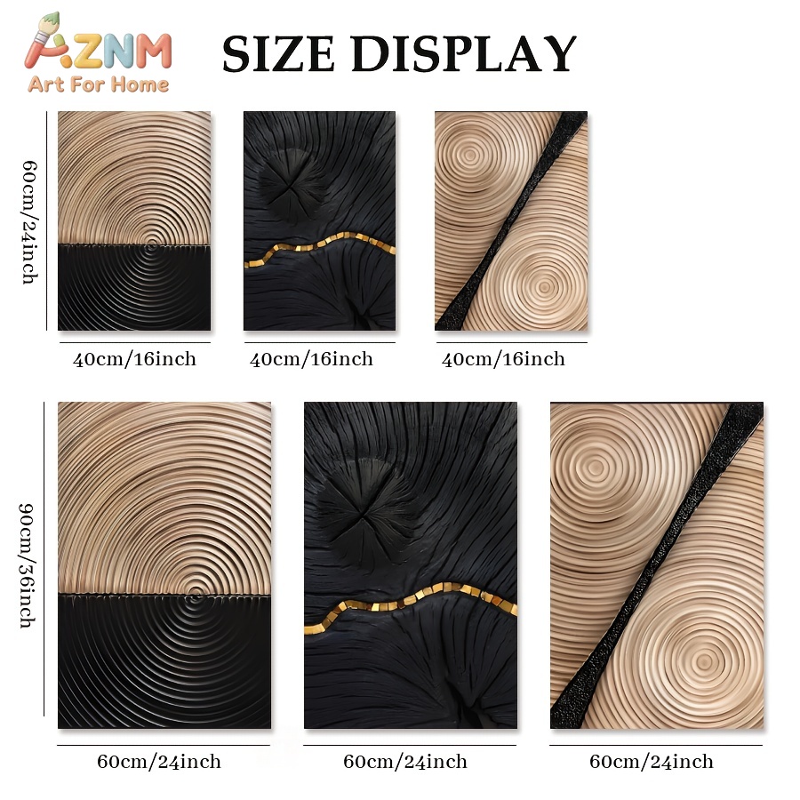 AZNM 와비사비 추상 나무결 나무고리 금색 라인 캔버 - 3D Printing Wall 리뷰 및 가격