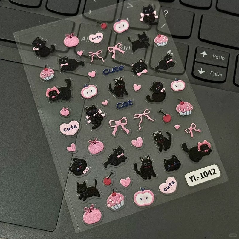 귀여운 만화 리본 검은 고양이 3D 릴리프 스티커 사랑 - 3D Printing Epoxy Resin 리뷰 및 가격