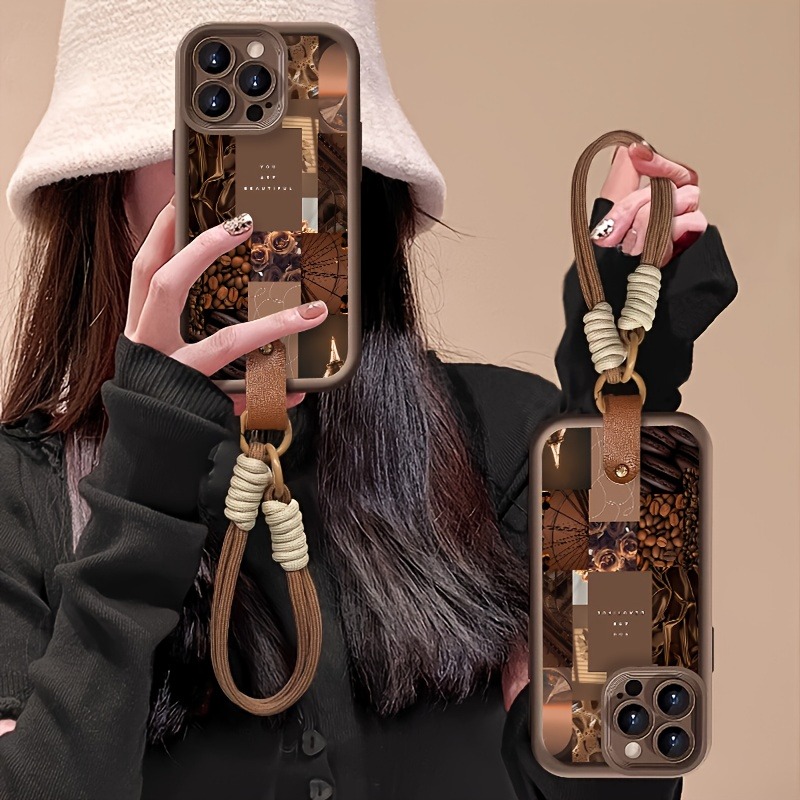 브라운 커피 꽃무늬 프린트 랜야드 스트랩 로프 폰 케이 - 3D Printing Iphone 리뷰 및 가격