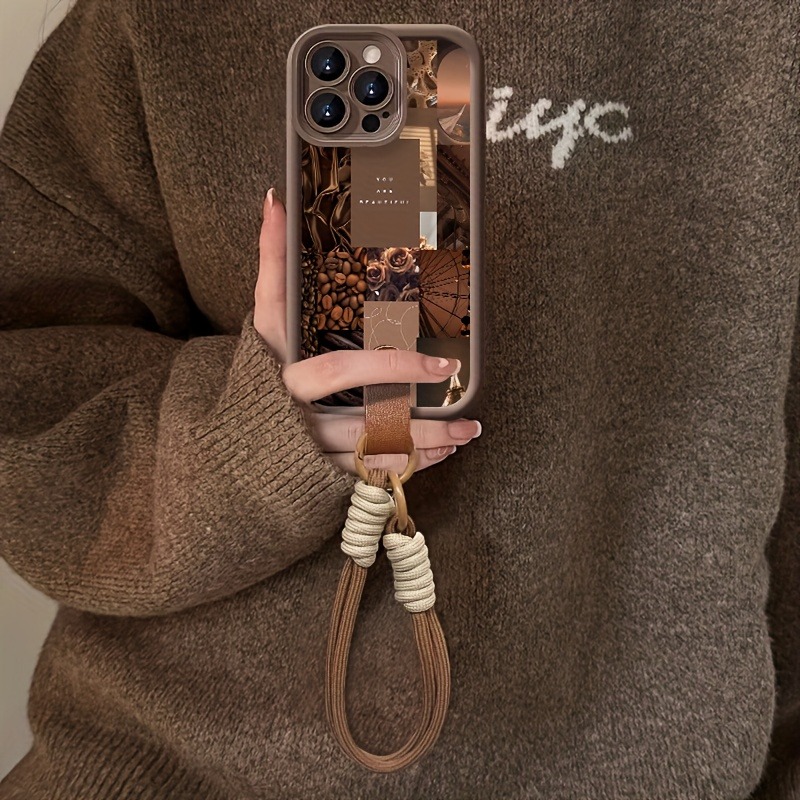 브라운 커피 꽃무늬 프린트 랜야드 스트랩 로프 폰 케이 - 3D Printing Iphone 리뷰 및 가격