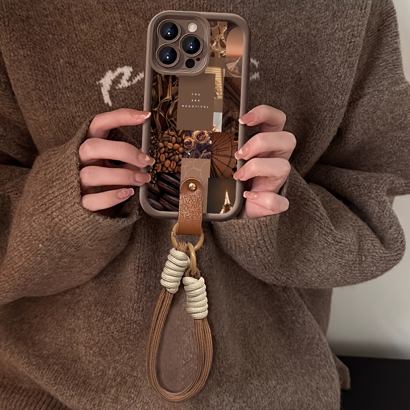 브라운 커피 꽃무늬 프린트 랜야드 스트랩 로프 폰 케이 - 3D Printing Iphone 리뷰 및 가격